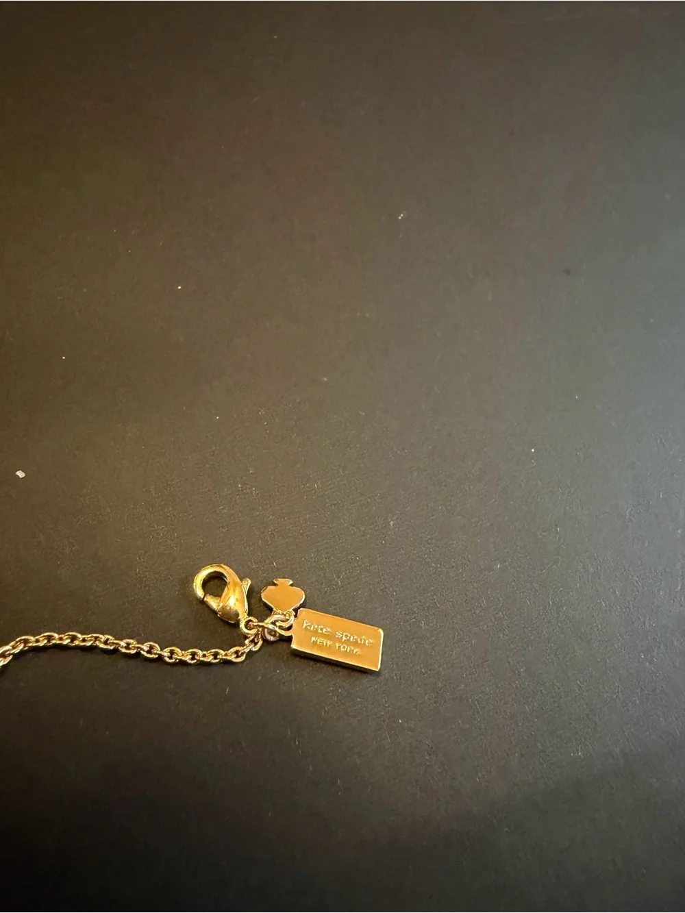 Kate Spade New York Take a Bow Pink Enamel Bow Necklace Gold Tone Signed